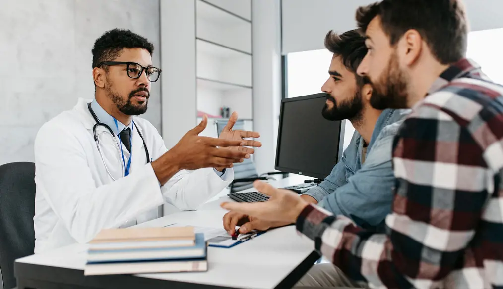 Couple talking with a provider