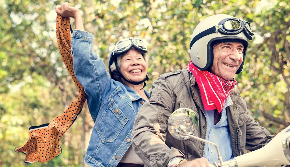 Couple smiling and having fun