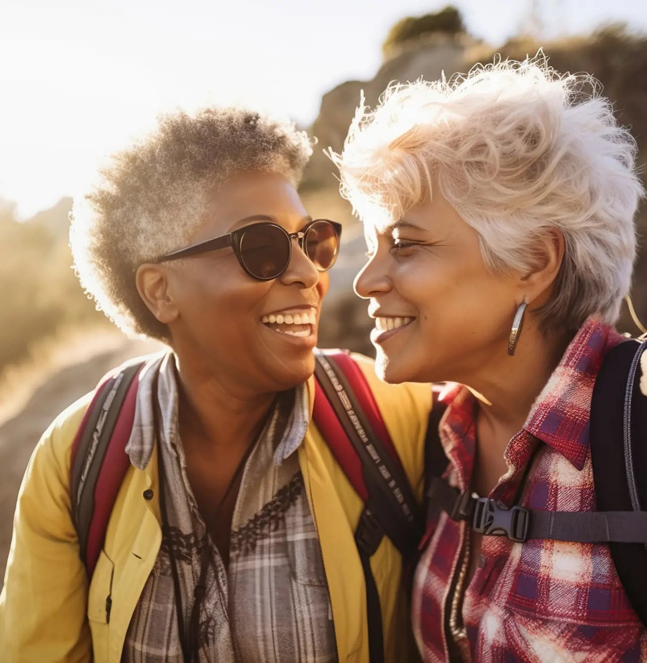 two women smiling and laughing together