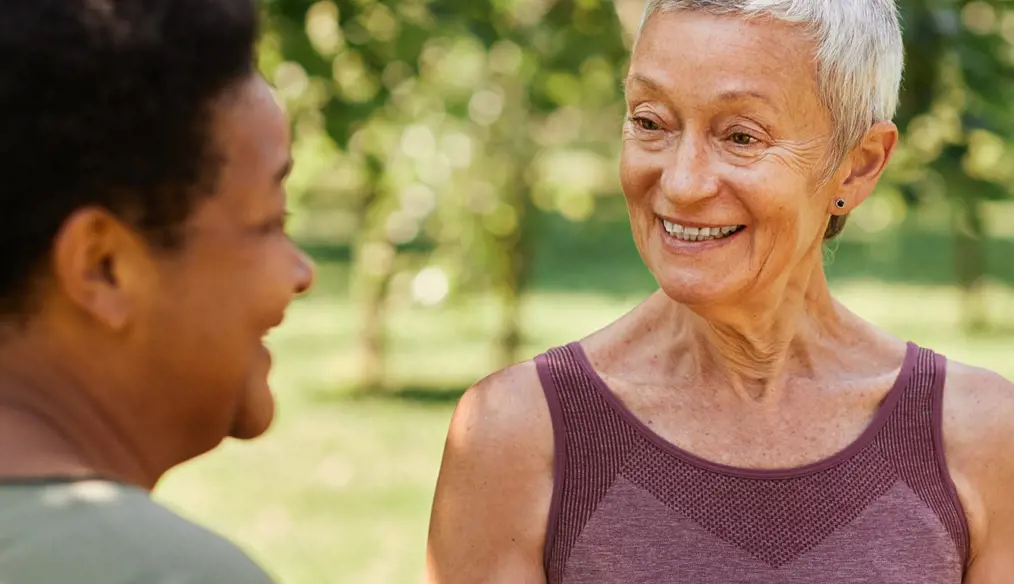 Two women smiling